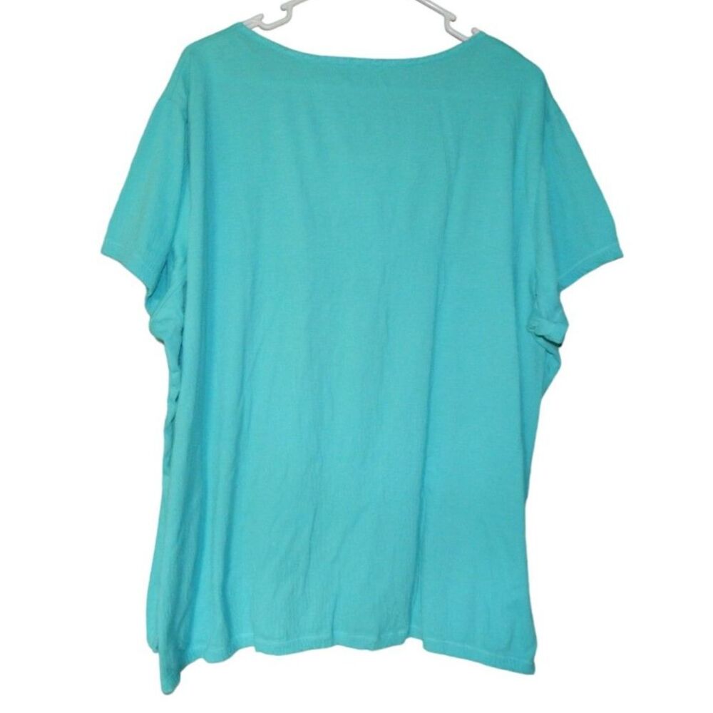 CC HUGHES women's plus size 2X xx-large teal blue short sleeve shirt top t-shirt - Picture 5 of 7
